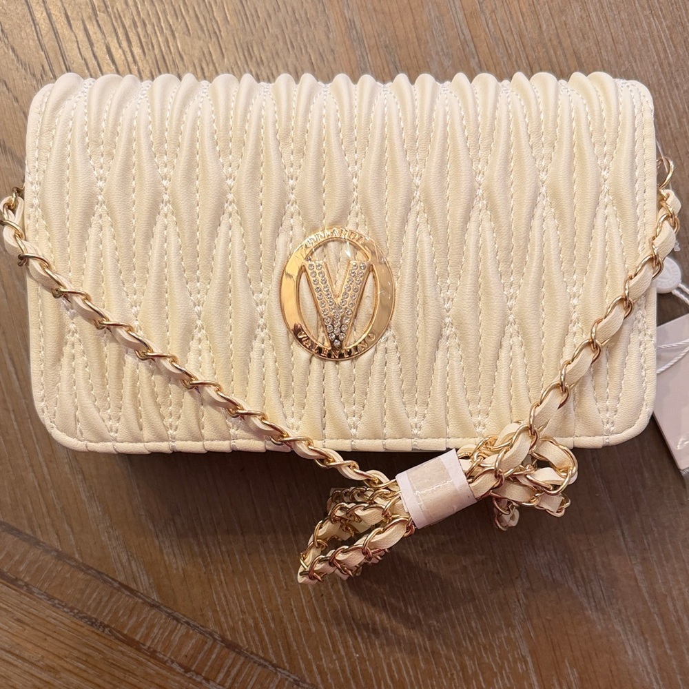 Valentino Orlandi Cream Quilted Crossbody Bag